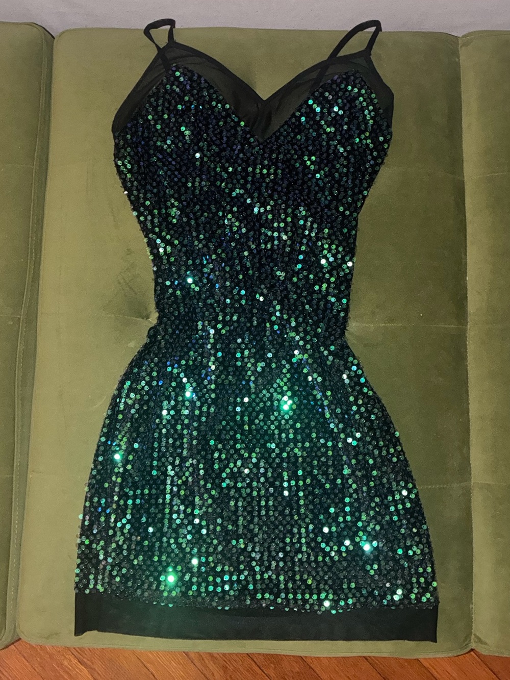 Forever 21 Emerald Sequin Mini Dress